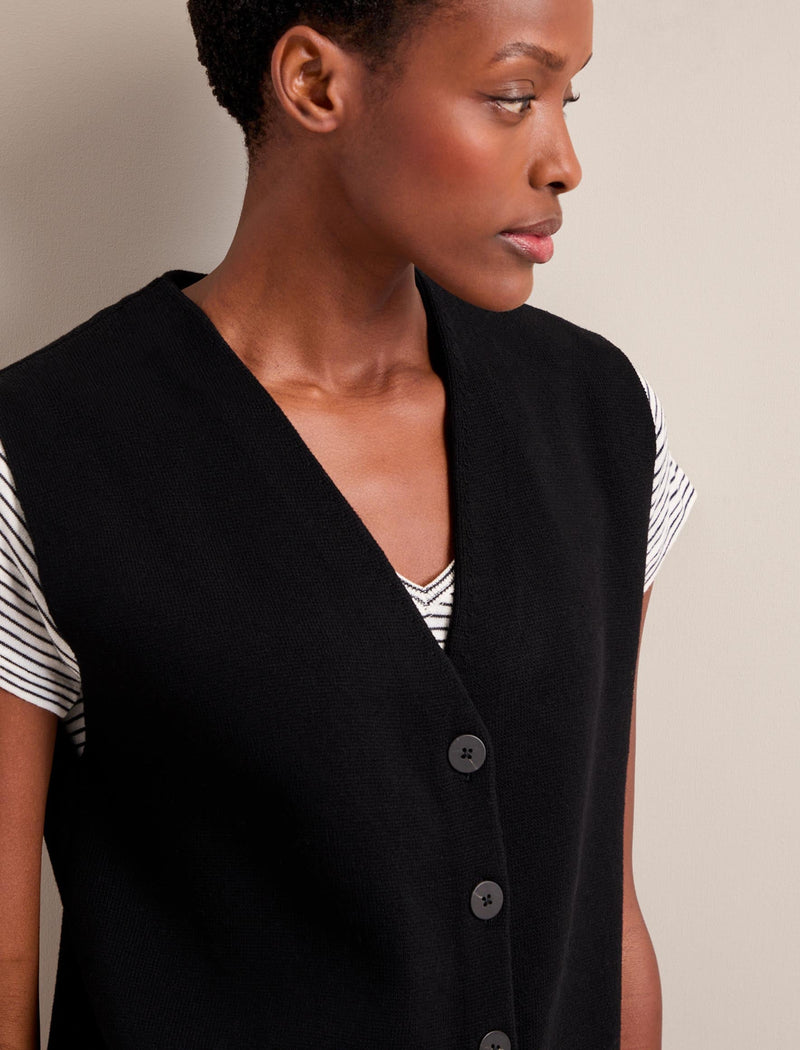 Waverly Longline Knitted Waistcoat - Black