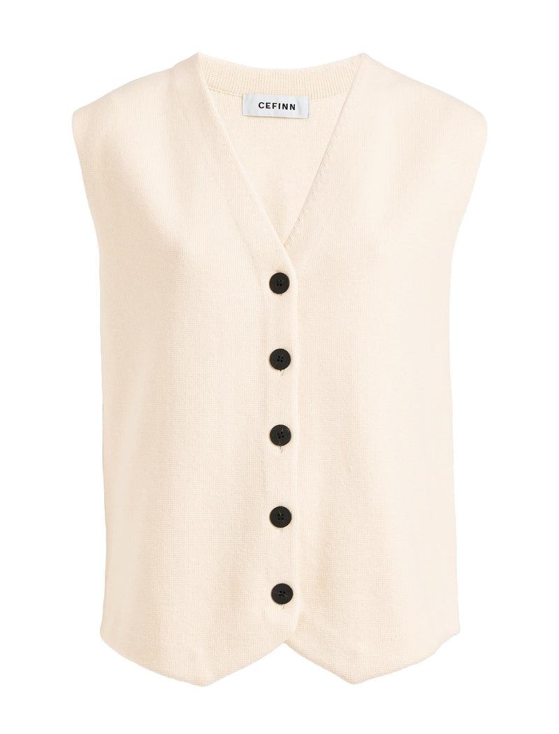 Waverly Longline Knitted Waistcoat - Cream