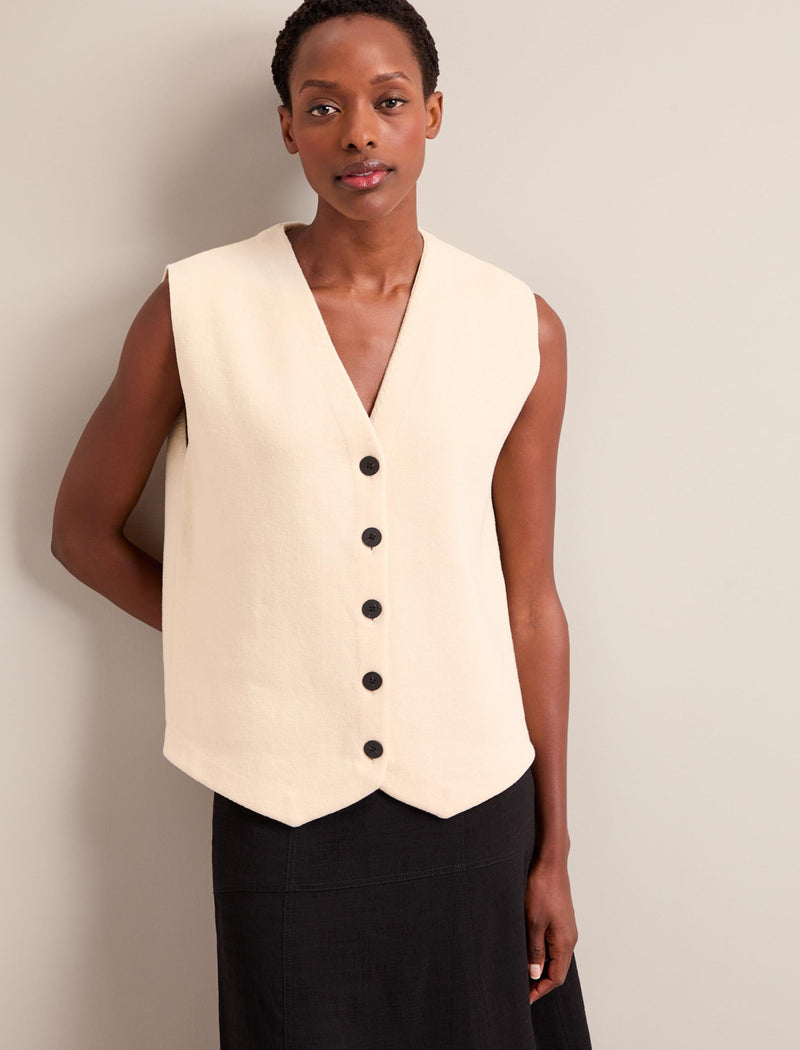 Waverly Longline Knitted Waistcoat - Cream