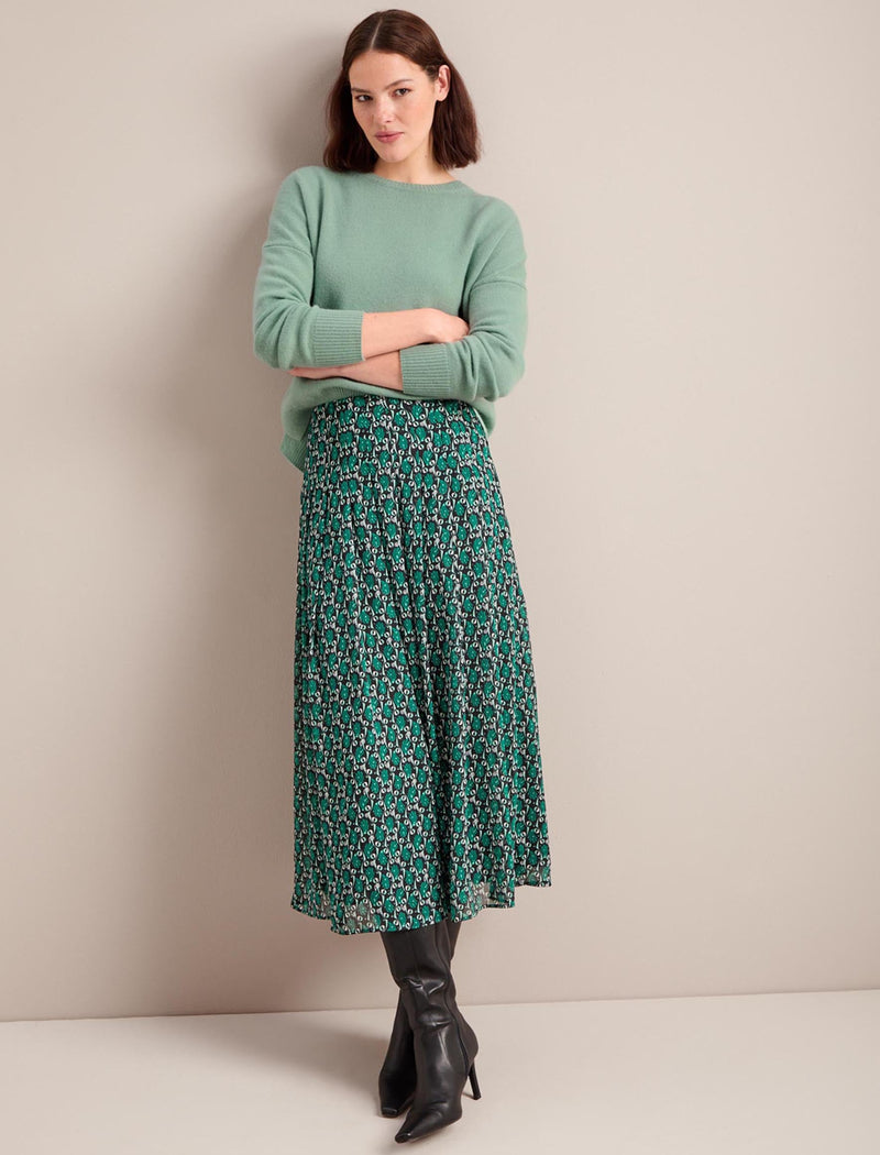 Zinnia Maxi Skirt - Green Shell Geo Print