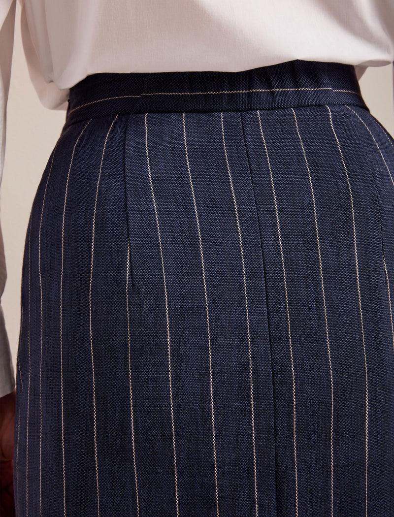 Layla Maxi Wrap Skirt - Navy Pinstripe