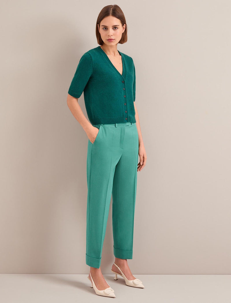 Clement New Wool Easy Waist Turn Up Trouser - Mint Green