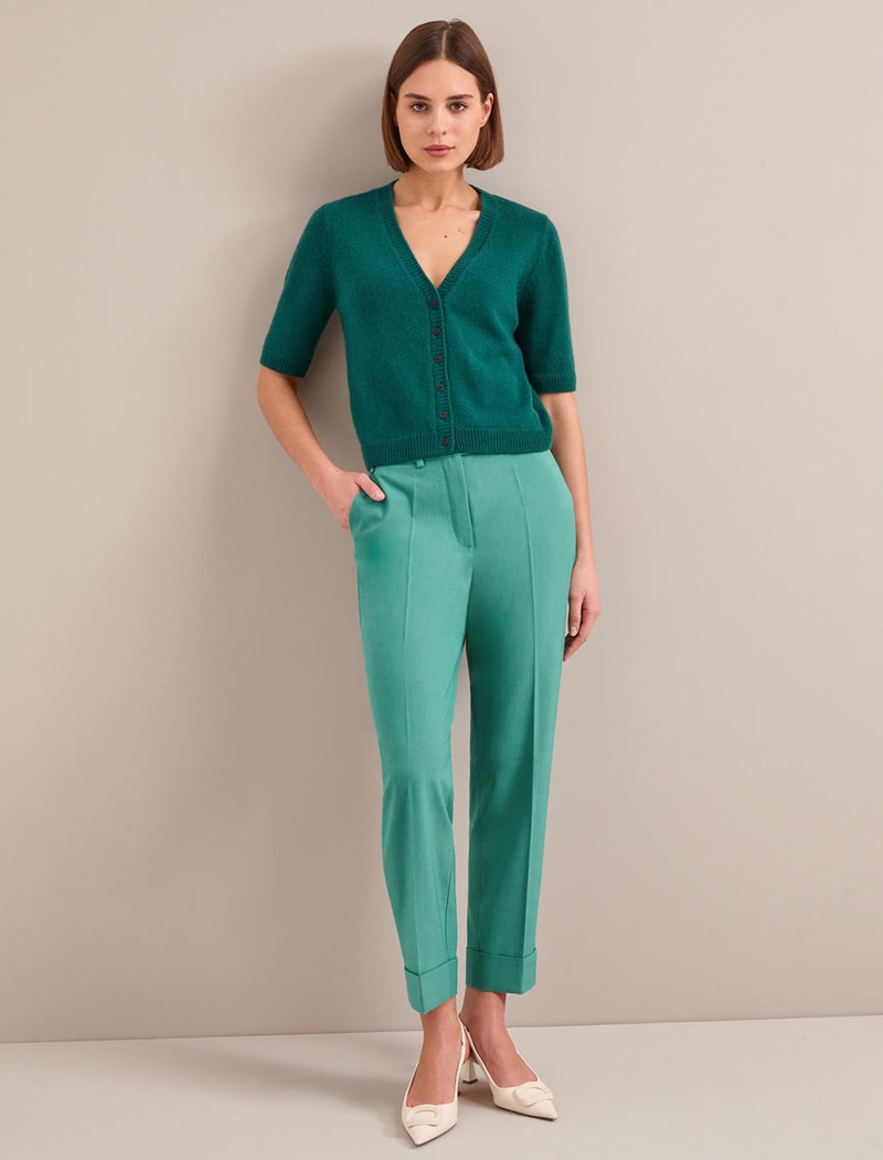 Clement New Wool Easy Waist Turn Up Trouser - Mint Green