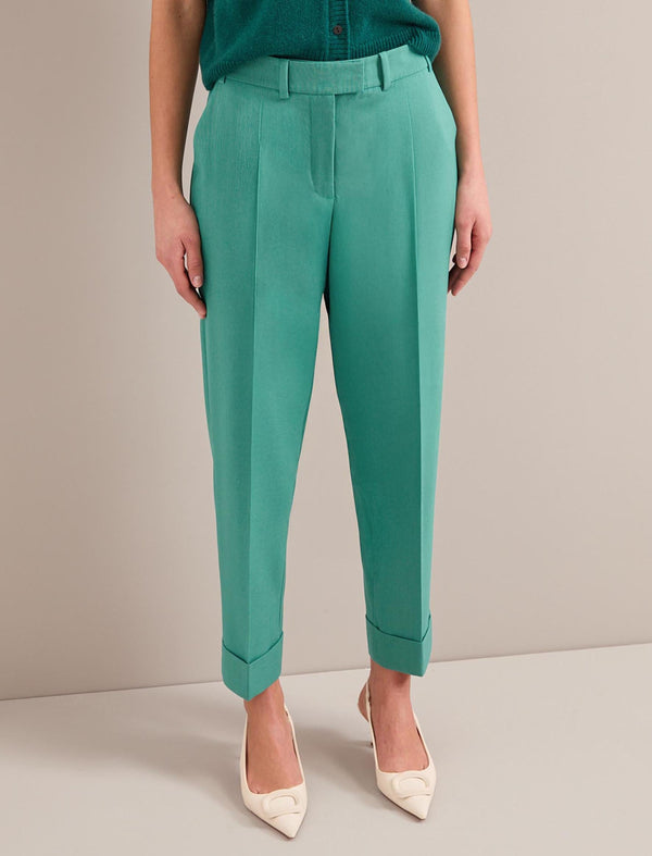 Clement New Wool Easy Waist Turn Up Trouser - Mint Green