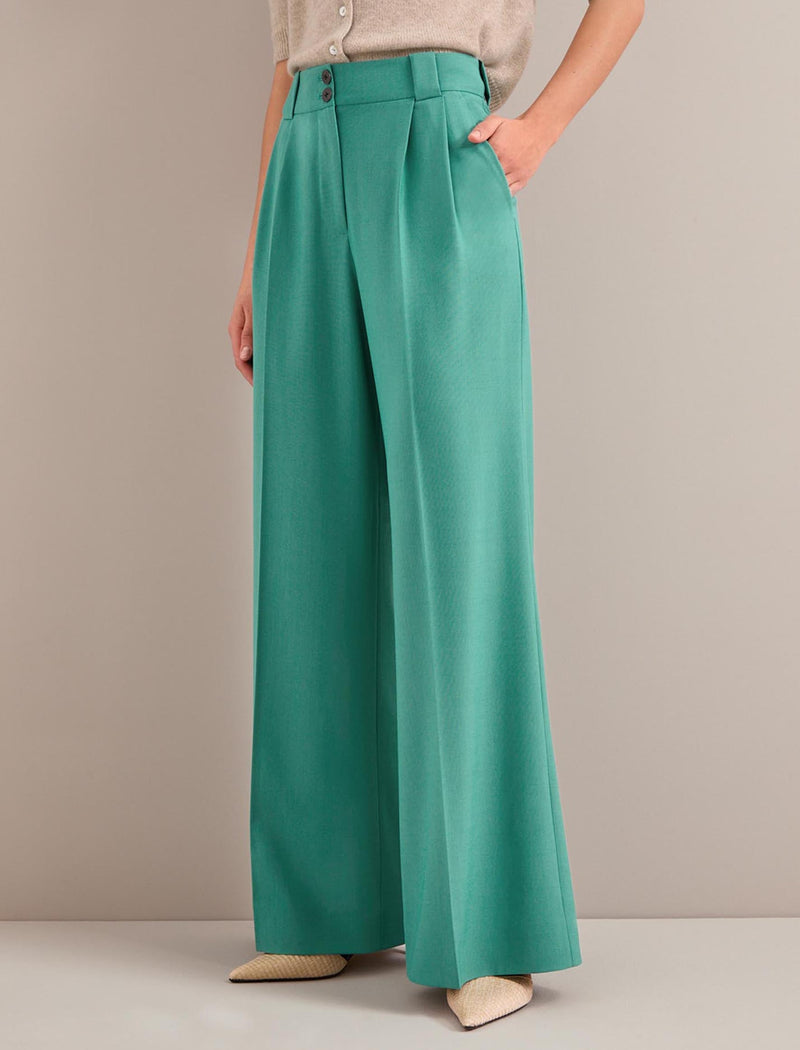 Margot New Wool Wide Leg Trouser - Mint Green