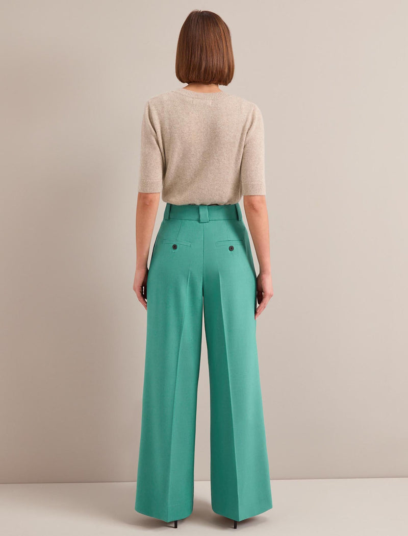 Margot New Wool Wide Leg Trouser - Mint Green