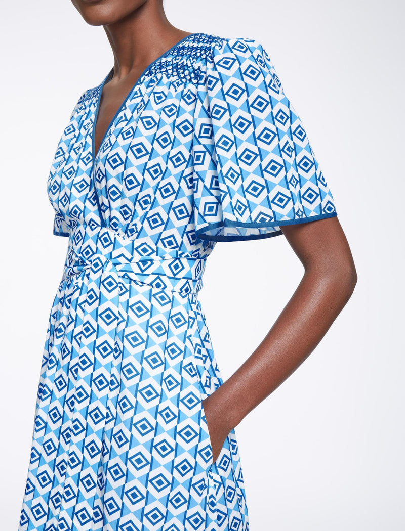 Gina Cotton Maxi Dress - Blue Diamond Geo Print