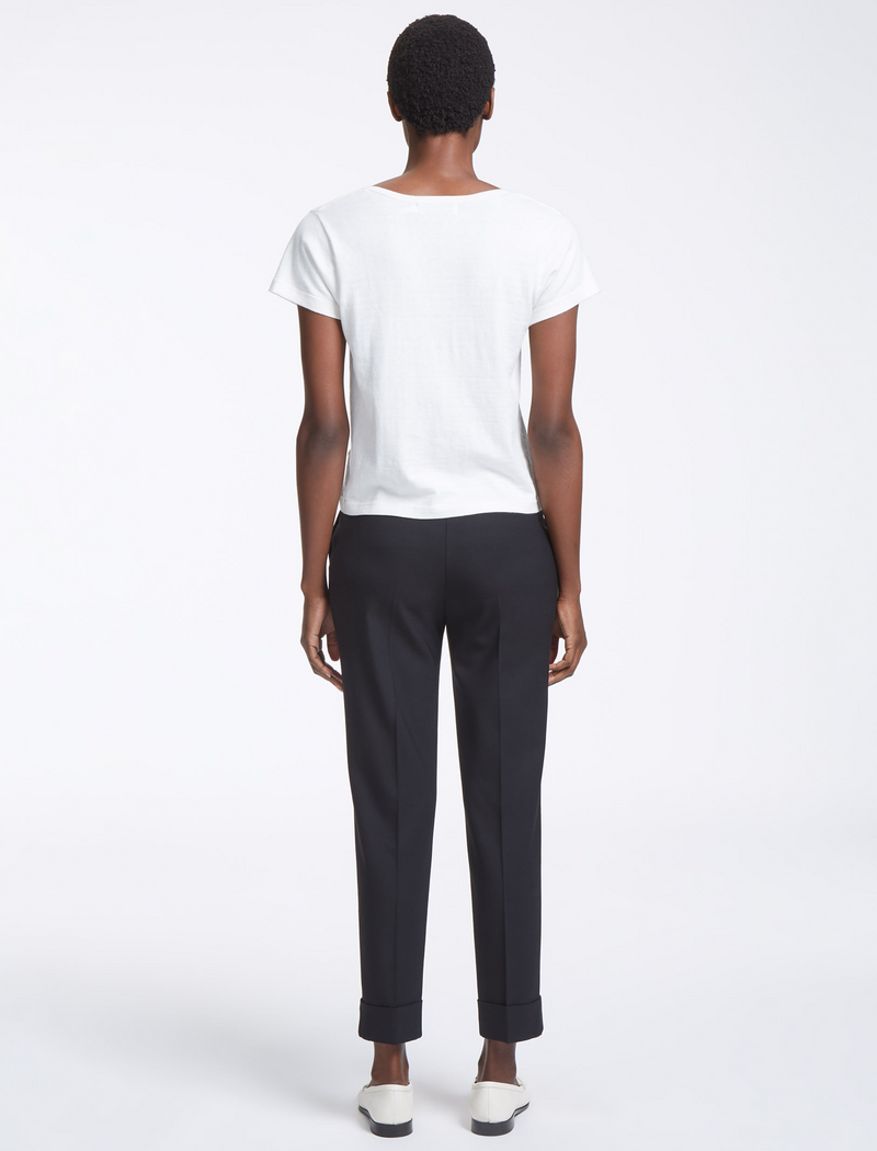 Madison Cotton Silk Blend V Neck T-Shirt - White