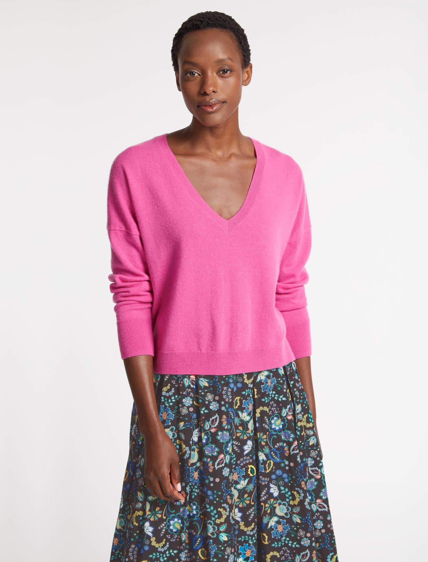 bright pink cashmere sweater