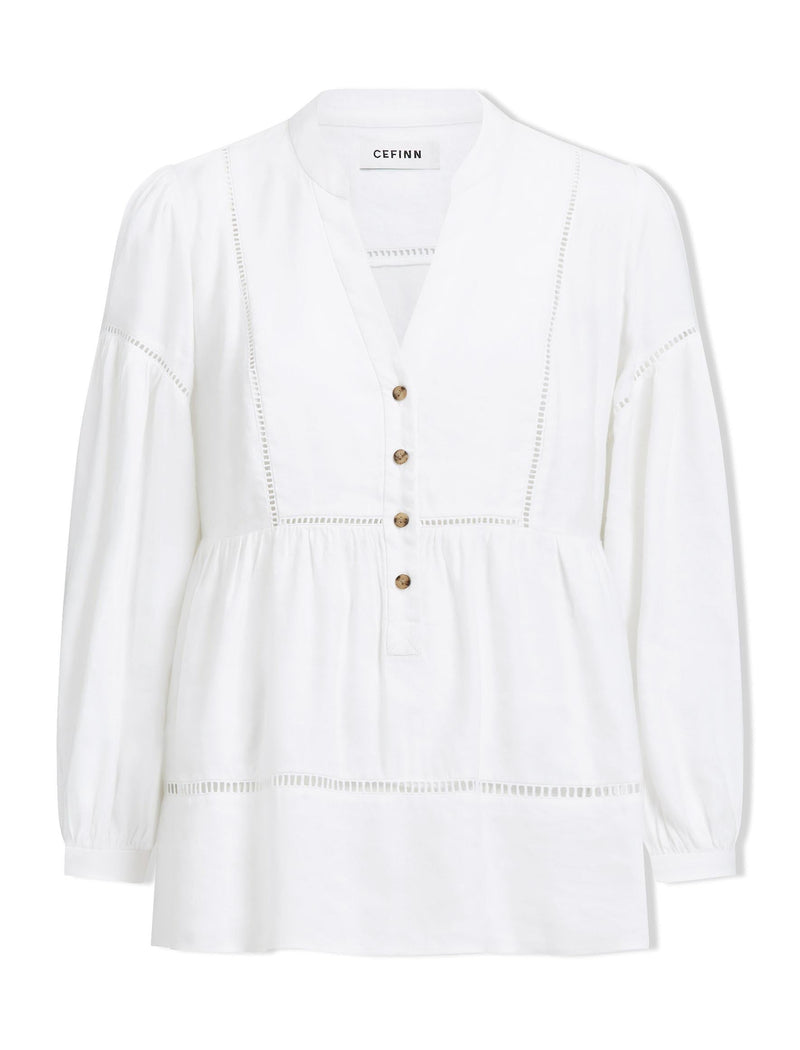 Callie Linen Blend Shirt - White