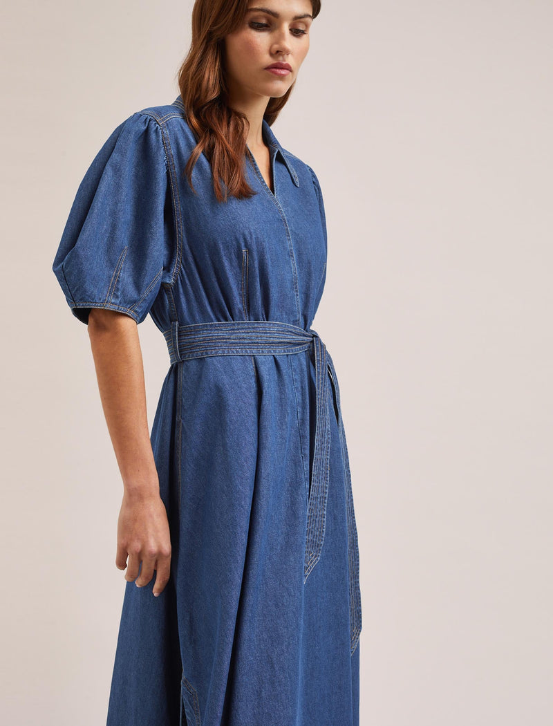 Wren Denim Maxi Dress - Light Blue