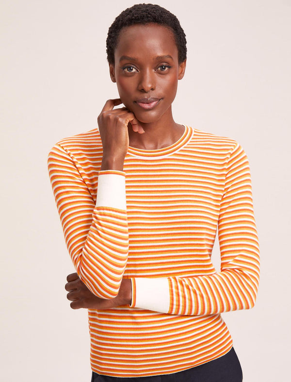 Jodi Cotton Jumper - Orange Yellow Cream Stripe