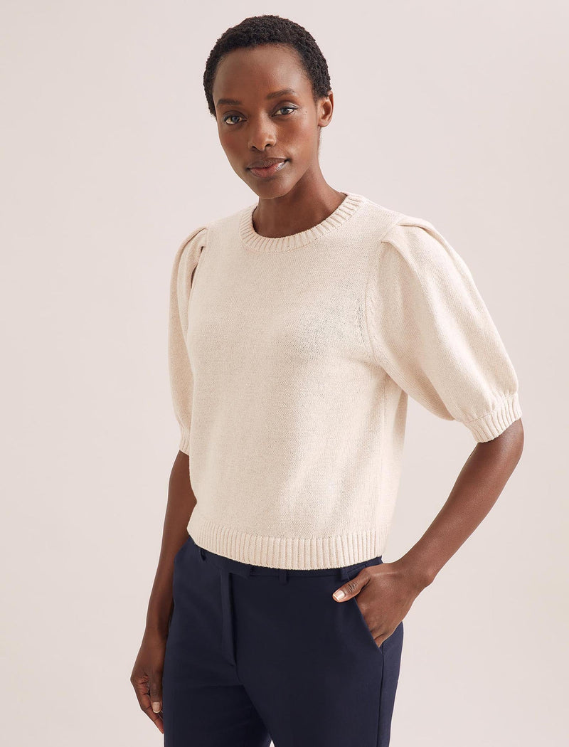 Amalie Linen Blend Jumper - Oatmeal