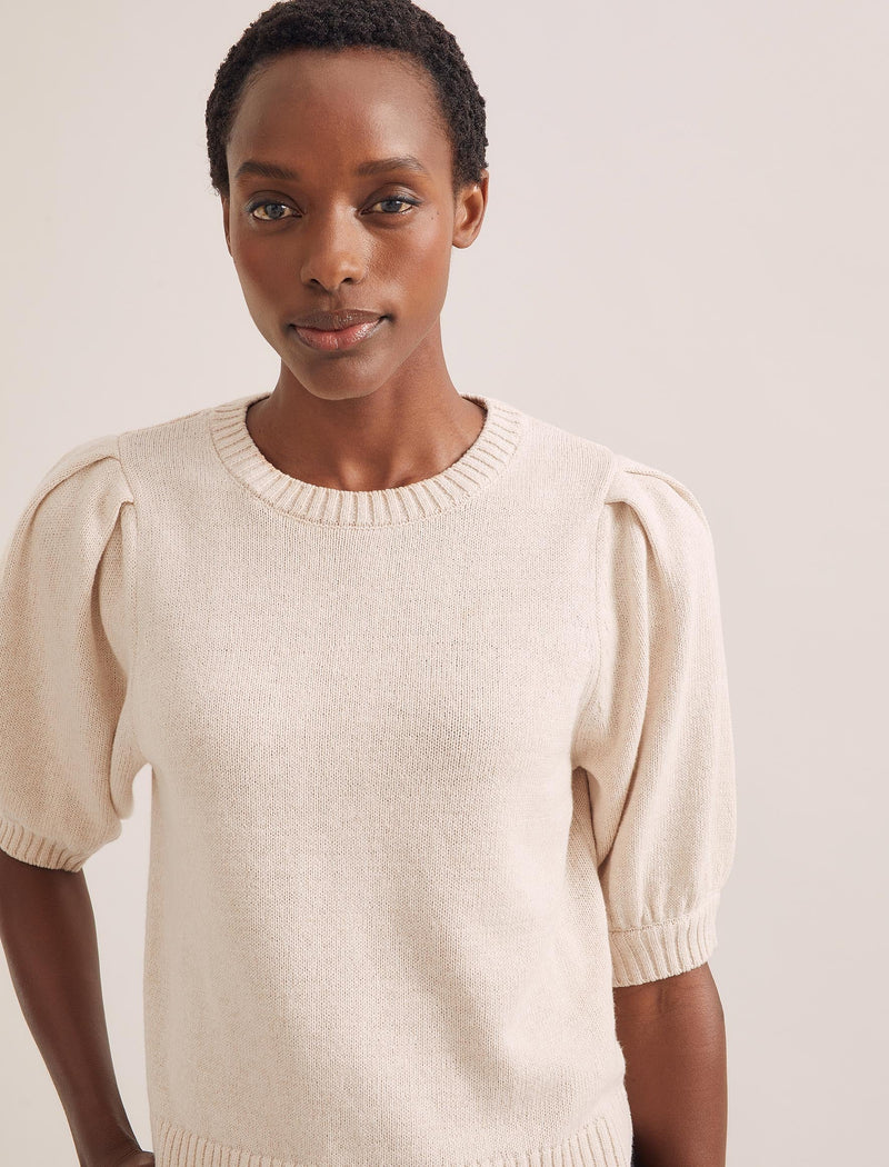 Amalie Linen Blend Jumper - Oatmeal