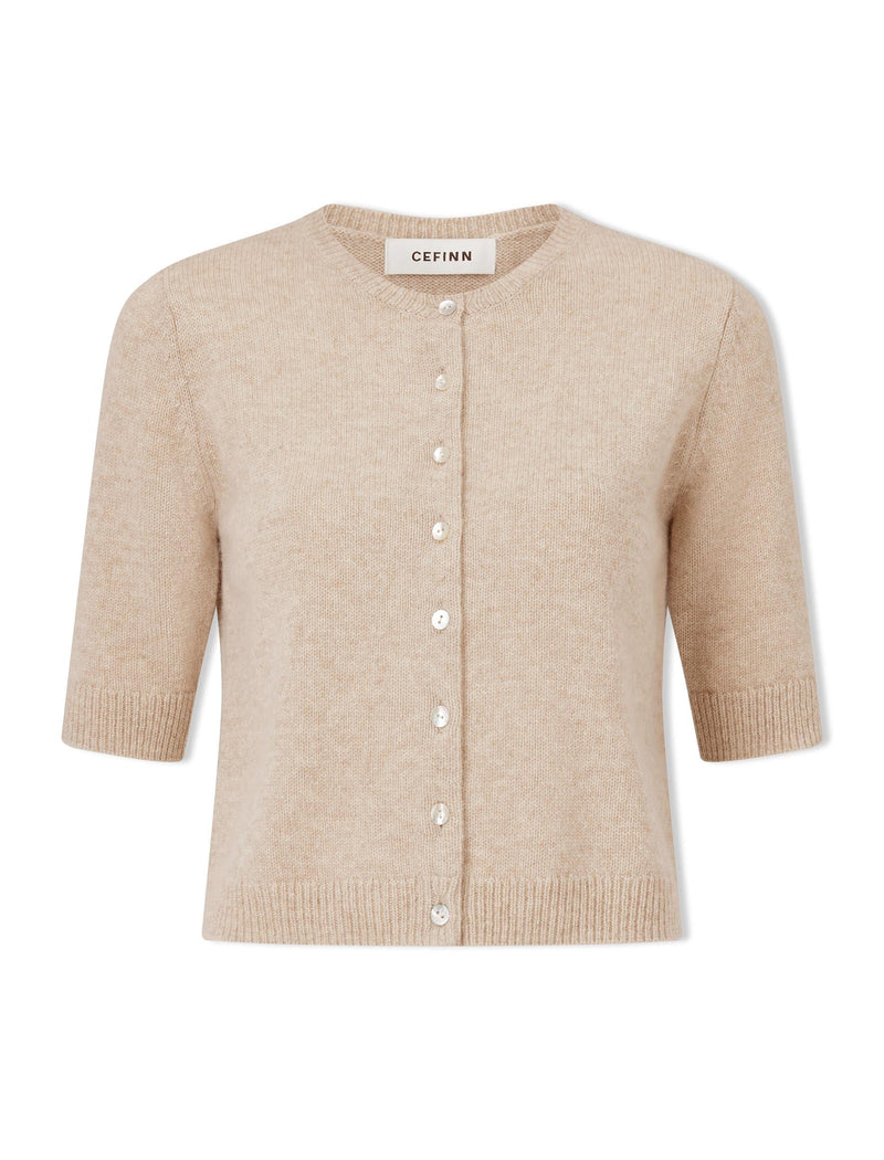 Clara Cashmere Cardigan - Sand