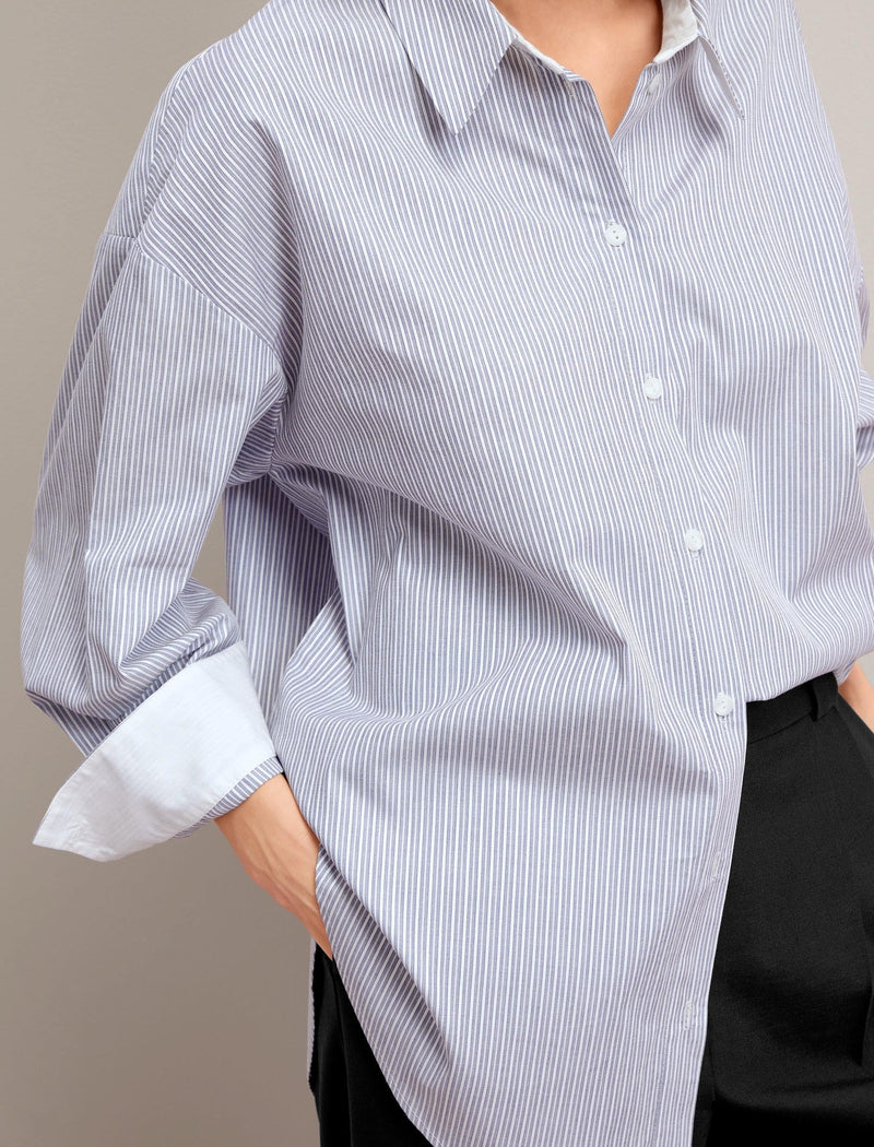 Sammy Organic Cotton Shirt - Blue White Stripe