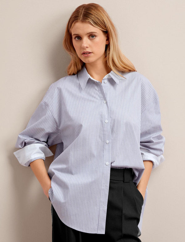 Sammy Organic Cotton Shirt - Blue White Stripe
