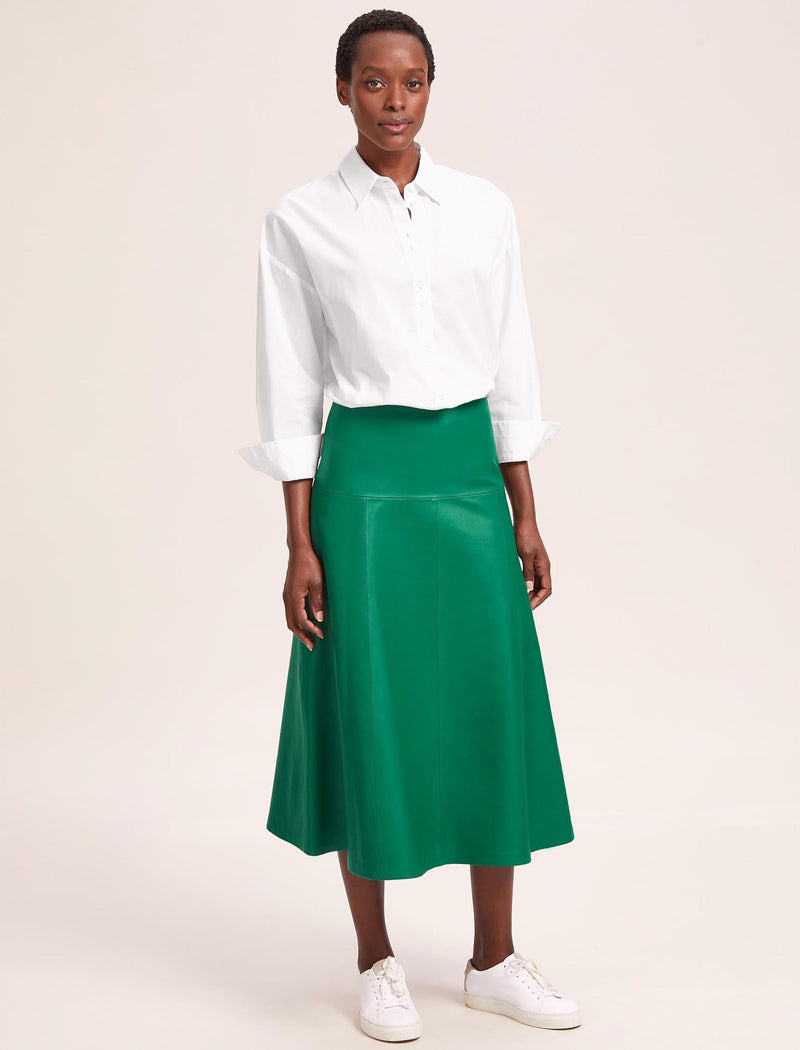 Sierra Leather A Line Maxi Skirt - Emerald Green