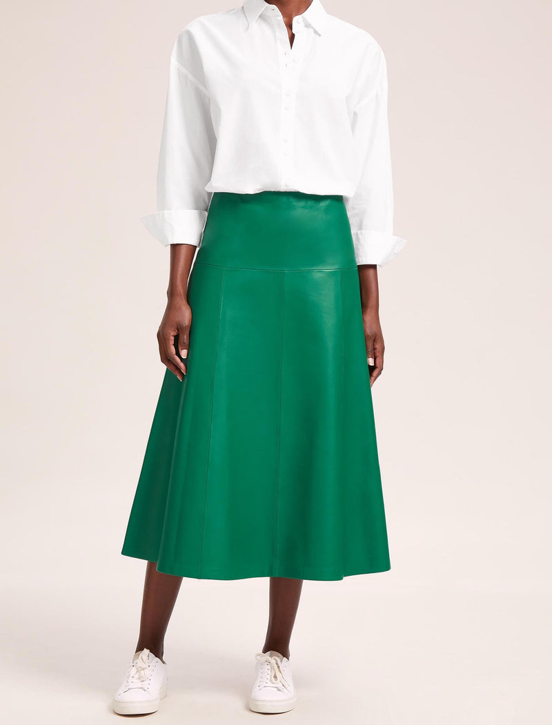 Sierra Leather A Line Maxi Skirt - Emerald Green
