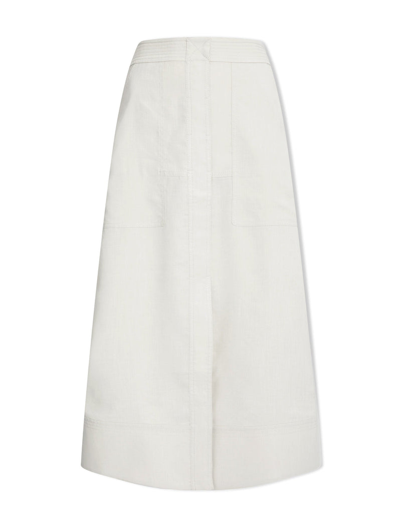 Safia Techni Linen Midi Skirt - Cream