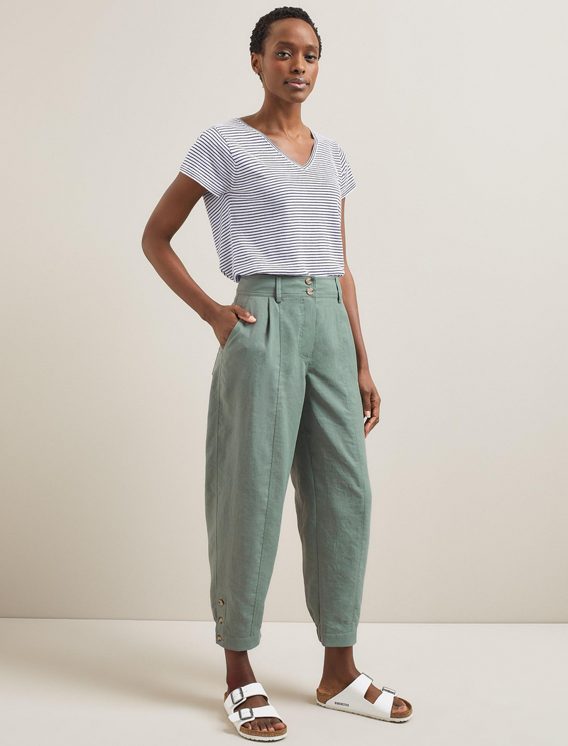 Tyson Techni Linen Tapered Trouser - Sage Green