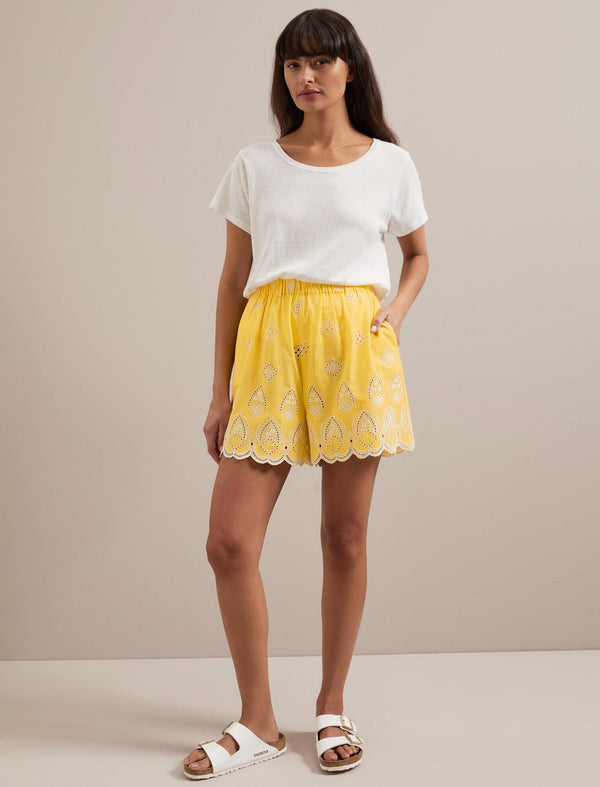 Bonnie Organic Cotton Shorts - Yellow White