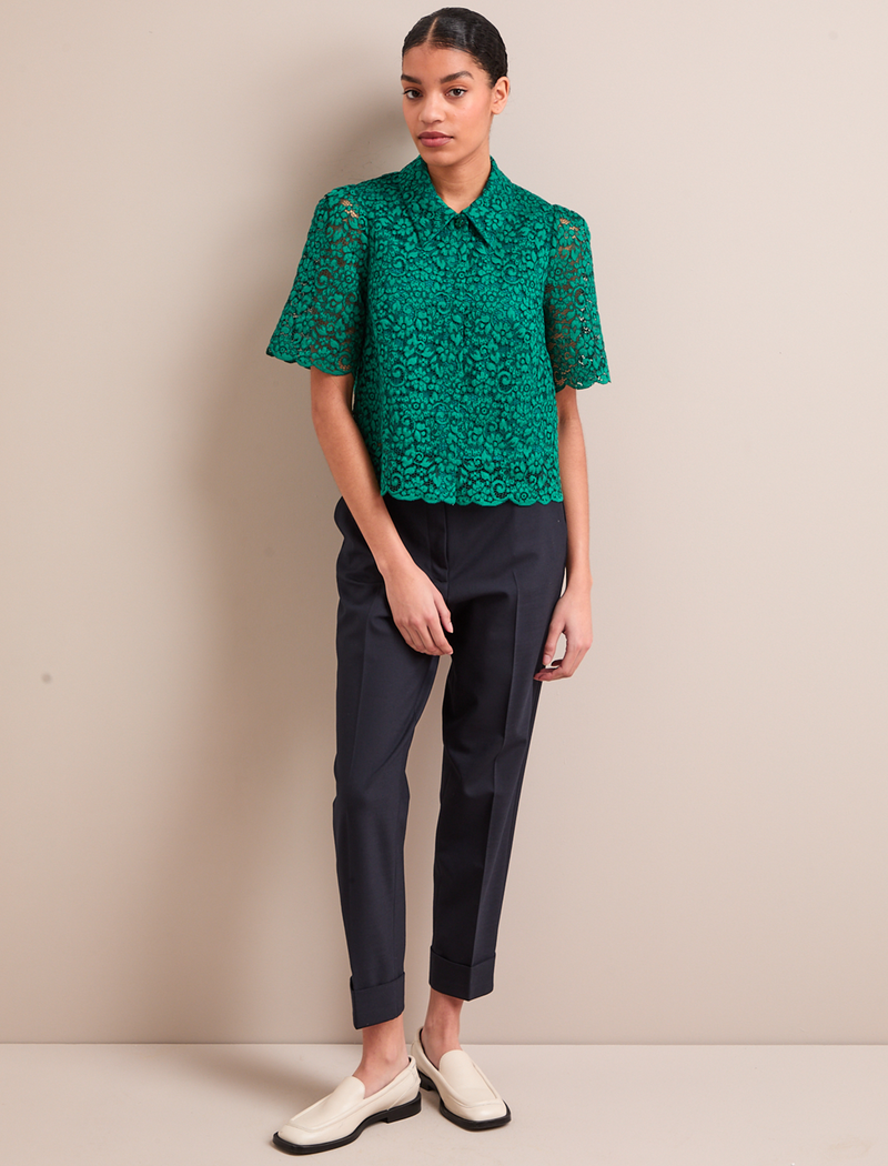 Jacquie Lace Blouse - Emerald Green