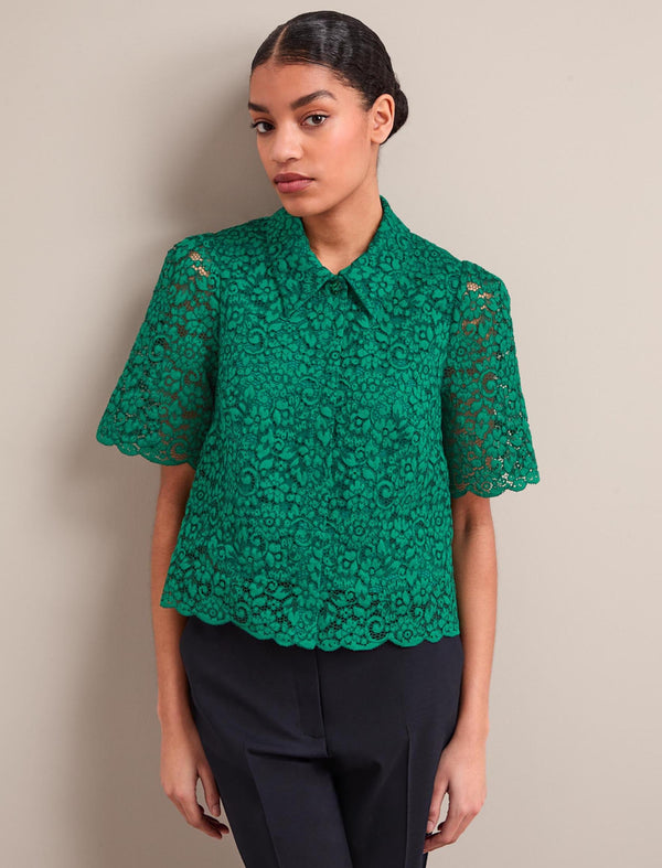 Jacquie Lace Blouse - Emerald Green