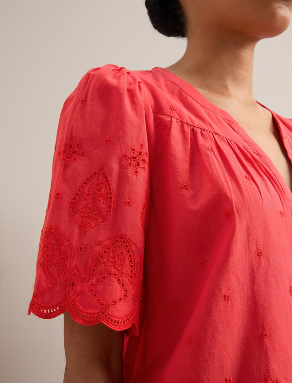 Bonnie Organic Cotton Blouse - Coral