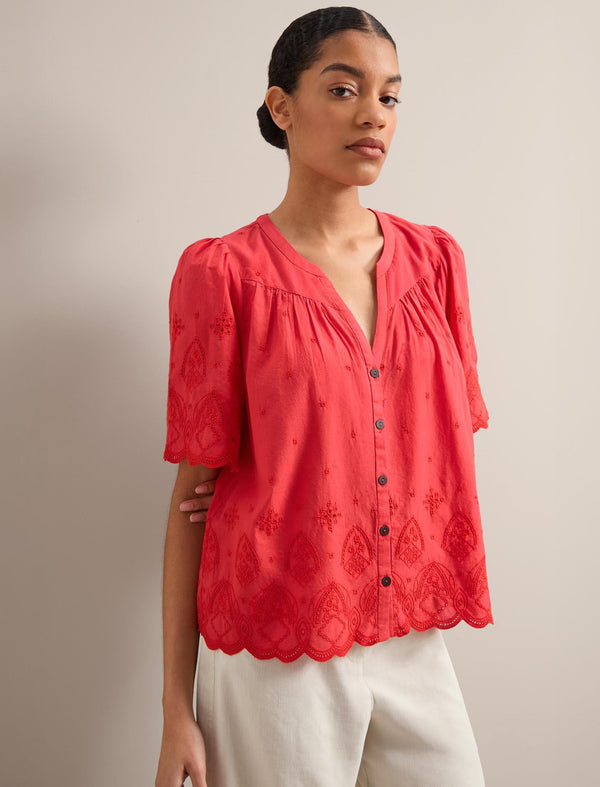 Bonnie Organic Cotton Blouse - Coral