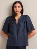 Bonnie Organic Cotton Blouse - Navy