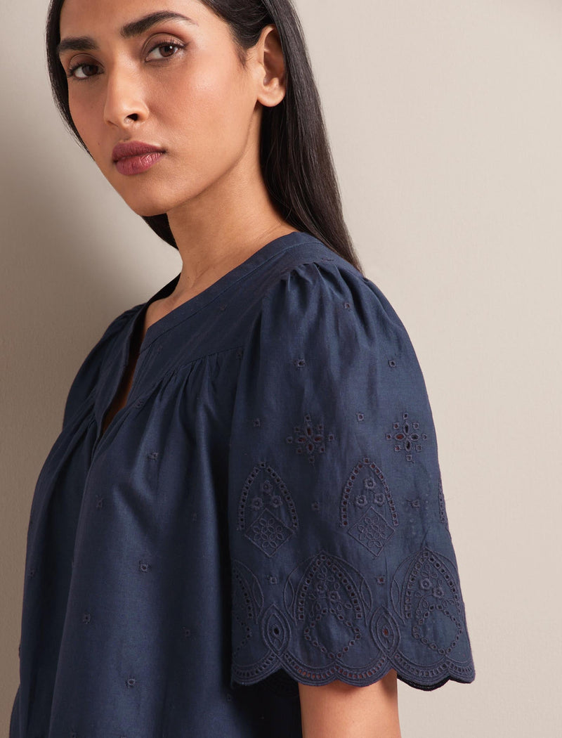 Bonnie Organic Cotton Blouse - Navy
