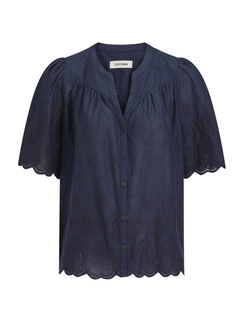 Bonnie Organic Cotton Blouse - Navy