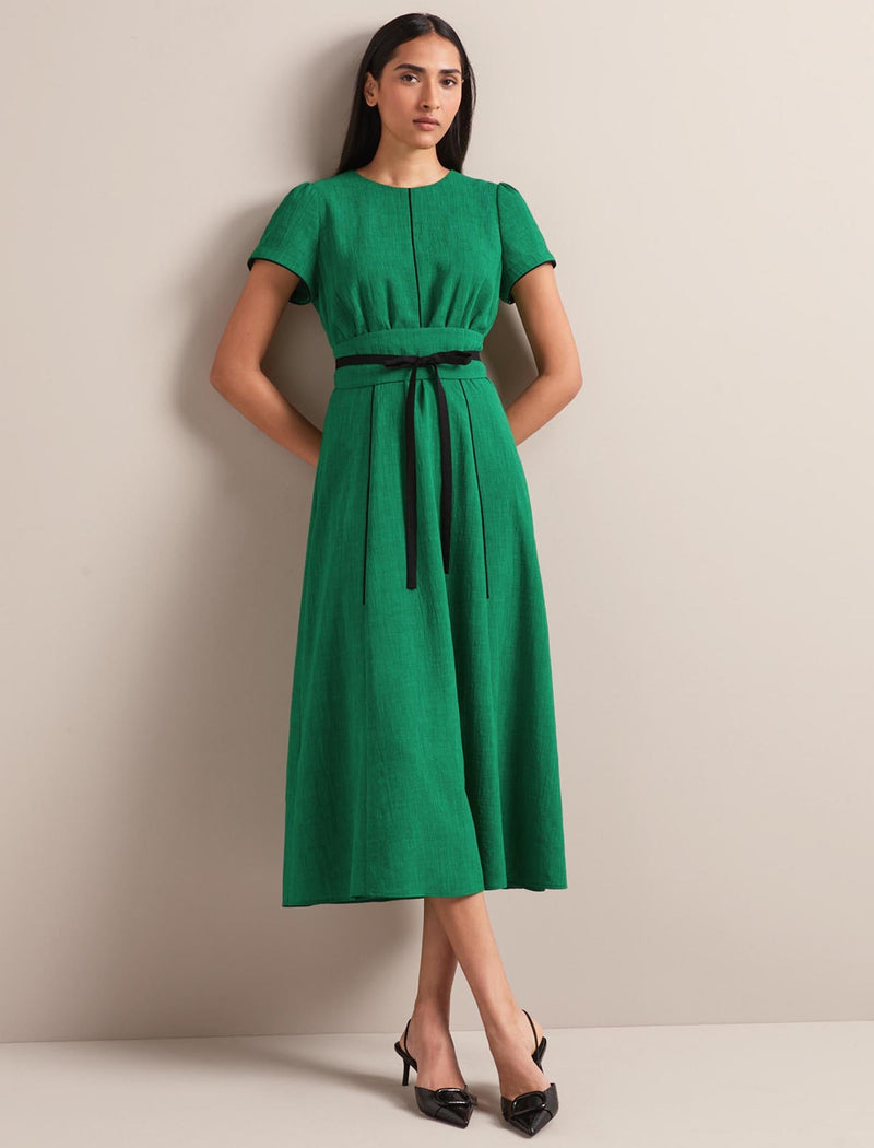 Rosie Techni Voile Maxi Dress - Emerald Green Black