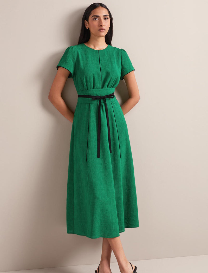 Rosie Techni Voile Maxi Dress - Emerald Green Black