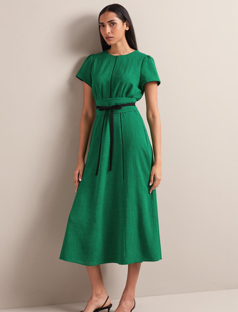 Rosie Techni Voile Maxi Dress - Emerald Green Black