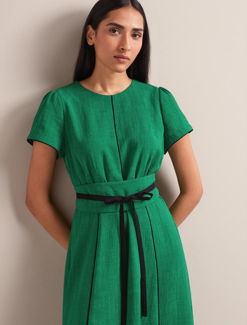 Rosie Techni Voile Maxi Dress - Emerald Green Black