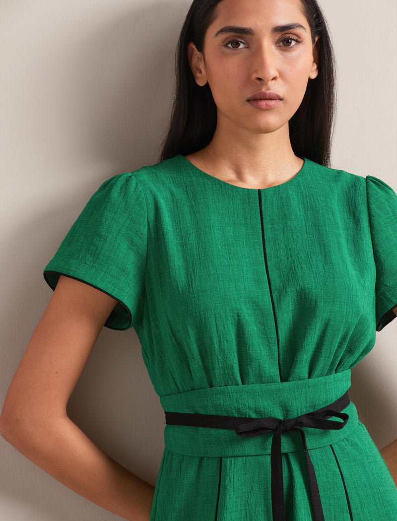 Rosie Techni Voile Maxi Dress - Emerald Green Black