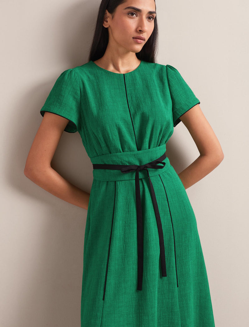 Rosie Techni Voile Maxi Dress - Emerald Green Black