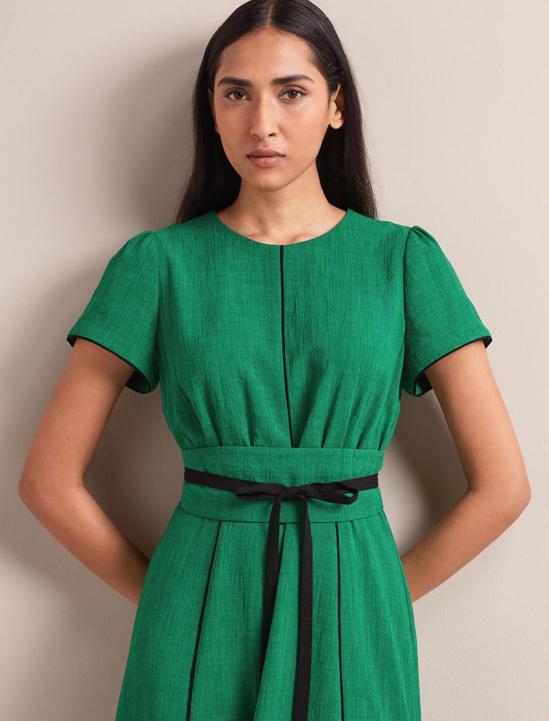 Rosie Techni Voile Maxi Dress - Emerald Green Black