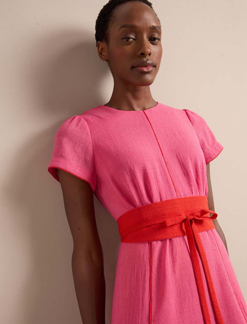 Rosie Techni Voile Maxi Dress - Hot Pink Crimson