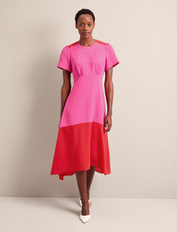 Carey Techni Voile Midi Dress - Hot Pink Crimson