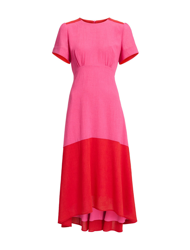 Carey Techni Voile Midi Dress - Hot Pink Crimson