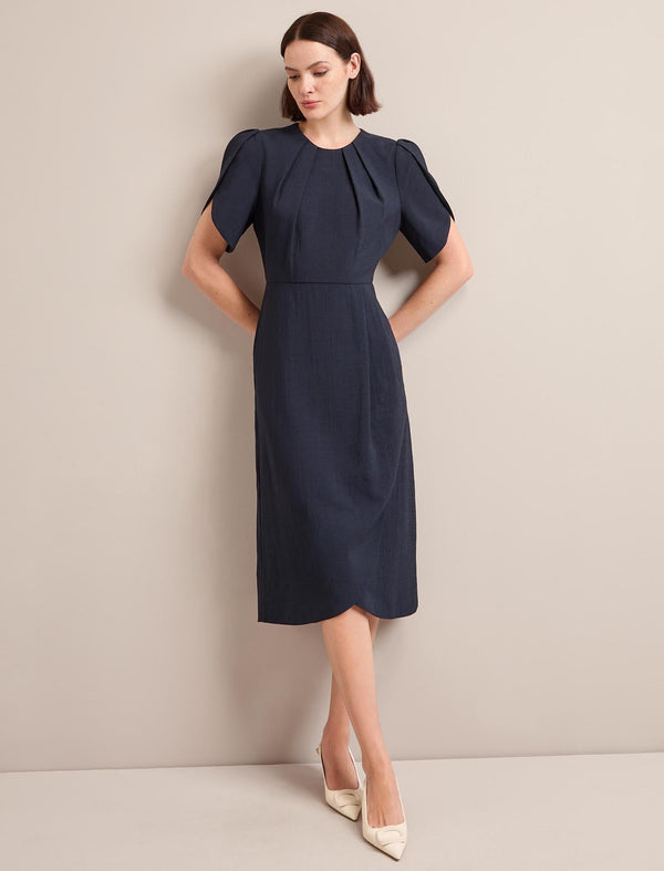 Sophie Techni Voile Midi Dress - Navy