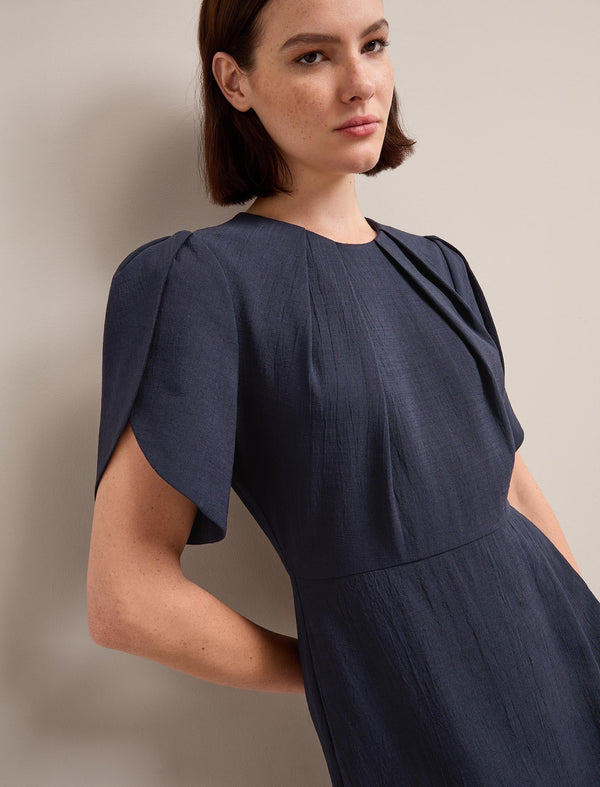 Sophie Techni Voile Midi Dress - Navy