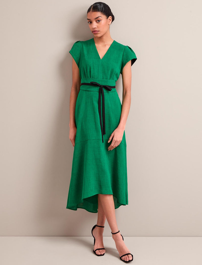 Aria Techni Voile Maxi Dress - Emerald Green Black