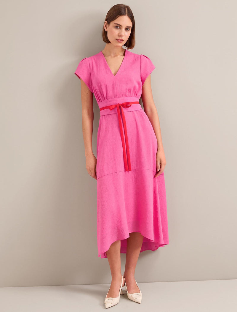 Aria Techni Voile Maxi Dress - Hot Pink Crimson