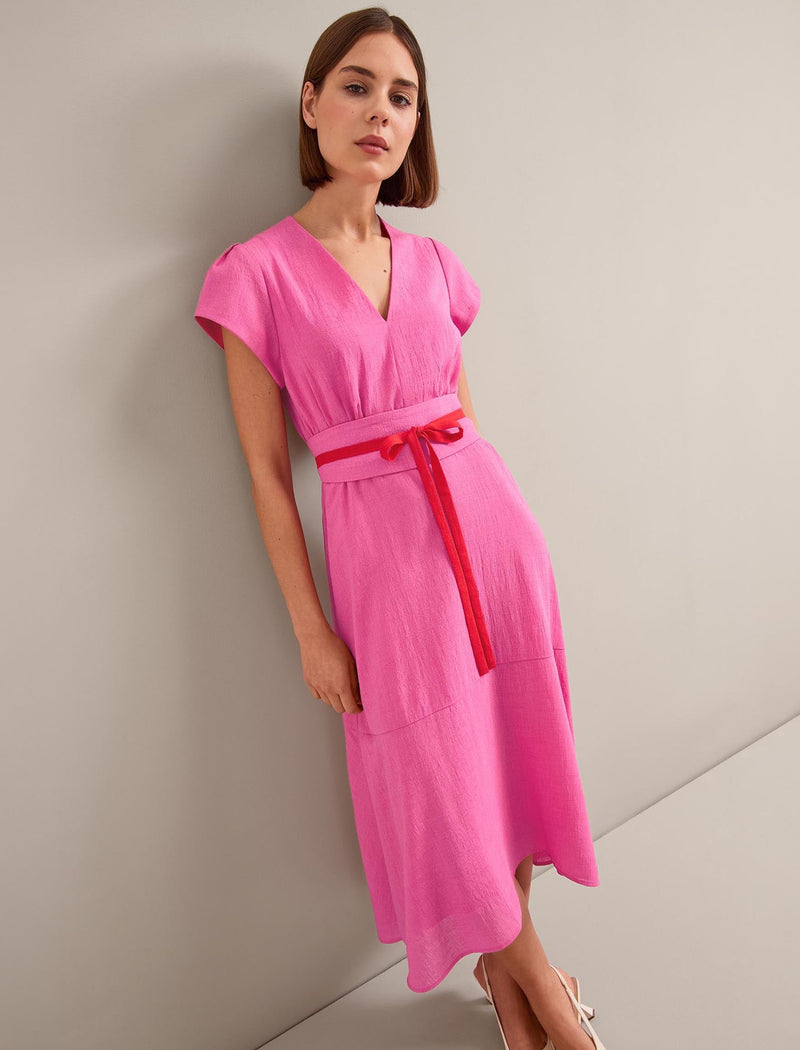 Aria Techni Voile Maxi Dress - Hot Pink Crimson