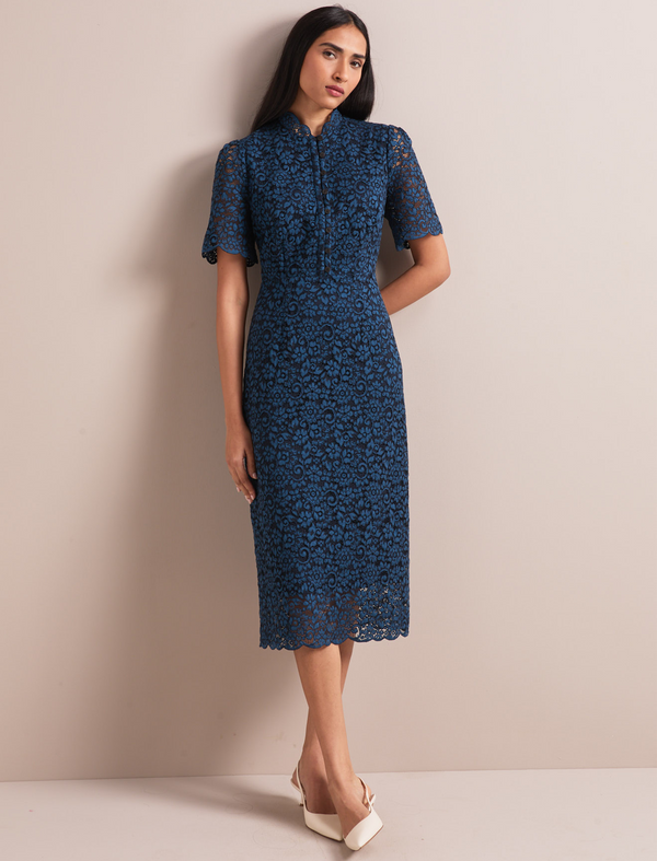 Jessica Lace Midi Dress - Navy