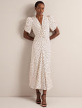 Ophelia Bias Cut Maxi Dress - Ecru Black Polka Dot Print